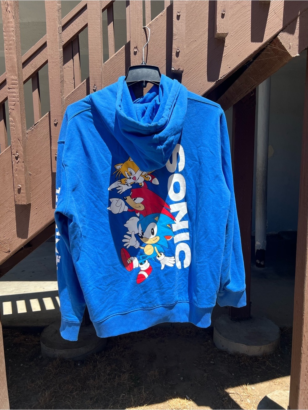 Men's BlueHoodie with Sonic Graphic